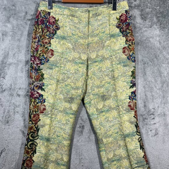 Moschino Couture Pants Womens Size 6 Green Floral Print Made in Italy High Flare - Picture 9 of 14